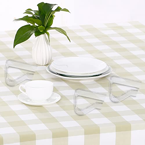 Disnace 4 Pieces Transparent Tablecloth Clip, Anti-Slip Tablecloth Fixing Clips, Acrylic Table Cloth Clips, Tablecloth Holder for Outdoor Garden