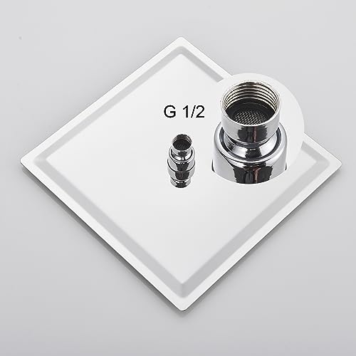 Rozin Wall Mount 12 inch Rainfall Square Shower Head with Shower Arm Shower Hose Stainless Steel Chrome Finish