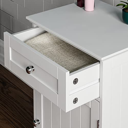 Bath Vida 1-Door 1-Drawer Floor Standing Cabinet Drawer/Unit Storage Bathroom Cupboard, Wood, White
