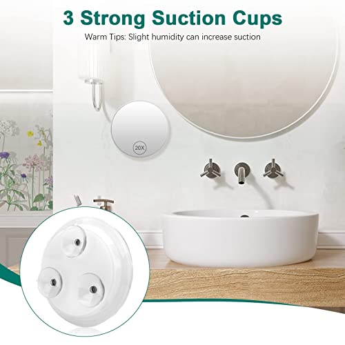 Linkstyle Magnifying Mirror 20X with Suction Cups, 6 Inch Travel Magnifying Mirror, Portable Makeup Suction Mirror for Girls Women Men Plucking E