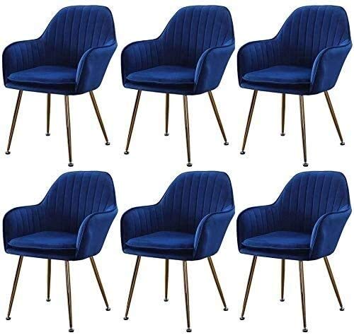 Modern Kitchen Dining Room Chairs Kitchen Dining Chair Set Of 6,with Metal Legs Velvet Seat and Backrests Kitchen Living Room Arm Sofa Chair (Col