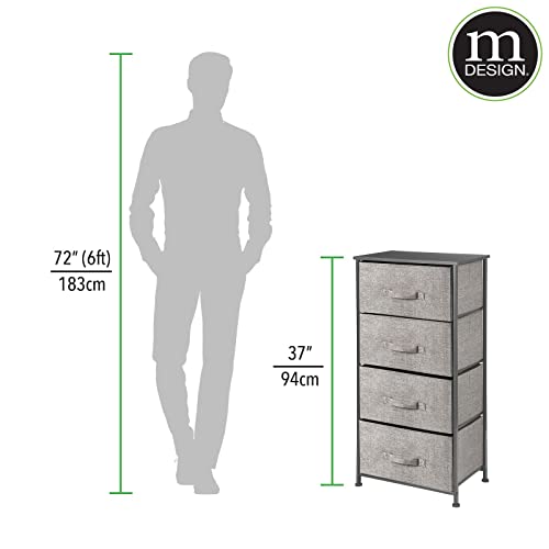 mDesign Chest of Drawers – Bedroom Drawers with 4 Drawers for Clothes, Accessories, Cosmetics – Stylish Bedroom Storage Unit – Black/Dark Grey