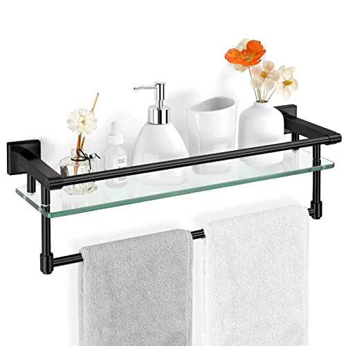 Bathroom Glass Shelf Towel Rack Shelf Glass Organizer Wall-Mounted Bathroom Storage SUS304 Stainless Steel Towel bar/Track Wall-Mounted Tempered