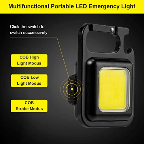 Mini LED Flashlight Torch, COB Rechargeable Keychain Small Flash Light 1000 Lumen, Portable Pocket Light 4 Light Modes Waterproof Keyring Torch f
