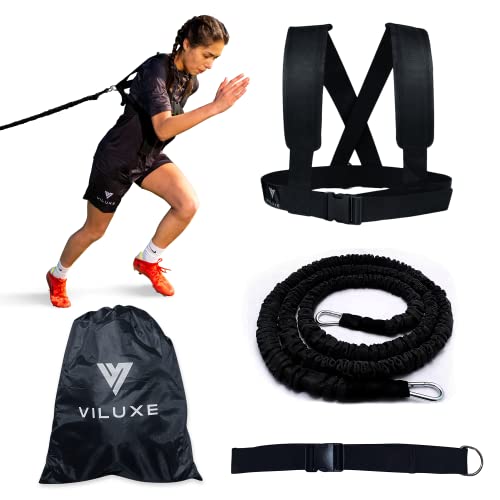 Strength & Power Training Bungee/Belt | Up to 35kg Resistance Band | Durable Waist Strap, Harness & Clip| Extra Strong 3 Metre Stretch | Sports/G