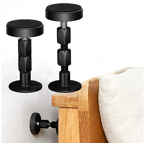 2 pieces of black adjustable threaded bed frame anti-shake tool, headboard anti-shake fixer to prevent loosening, protect the wall from impact, e