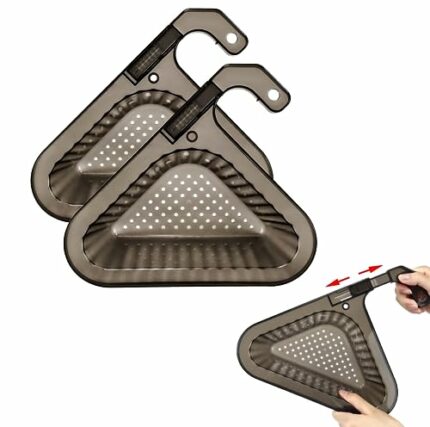 2 Pack Upgraded Drain Basket with Detachable Handle Kitchen Sink Strainer Punch-Free Triangle Corner Basket Hanging Filter Draining Rack Food Sto