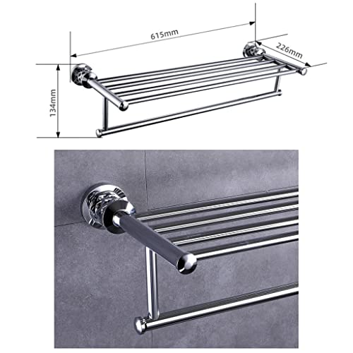 HIGOH Towel Racks, Bathroom Towel Rack Wall Mounted Towel Holder,Chrome Double Layer Towel Rack,Simple Bathroom Towel Holder,Stainless Steel Bath