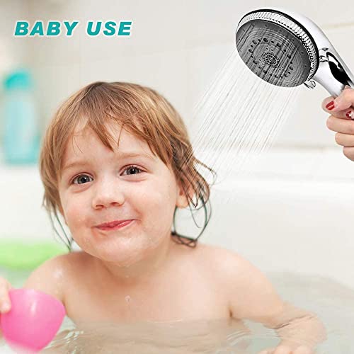 EocuSun Shower Head, 7 Mode Settings Pressure Boosting Shower Head Water Saving Bathing for Adults Children Pets Home and Gym Use
