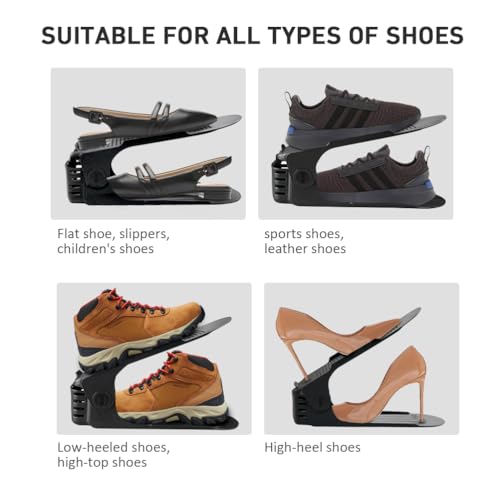 New Shoe Slots Organizer 12 Pack - Upgrade Shoe Stackers for a Pair Of Shoes, Shoe Storage Shoe Space Savers 50%, 5 Levels Adjustable Space Savin