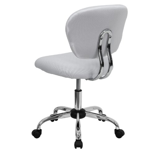 Flash Furniture Chair, Chrome, White, Mid-Back