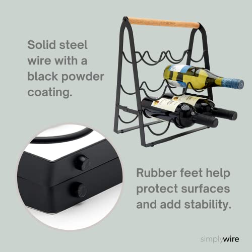 simplywire - Collapsible Wine Rack – 9 Unit Bottle Holder – Black