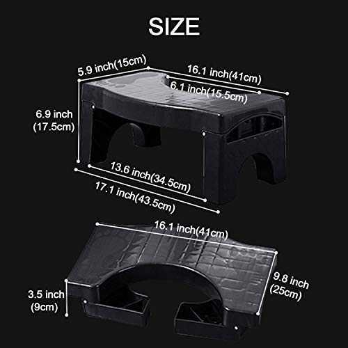 DHYLRICHER Toilet Stool, Foldable Toilet Potty Step Stool for Adults and Kids, Splicable Poop Stool, Splicable Poop Stool (Black)