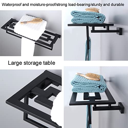 HIGOH Towel Racks,Bathroom Towel Rack Wall Mounted Towel Holder,Fashion Stainless Steel Towel Rack,Matte Bathroom Towel Double Shelf,Bathroom Har