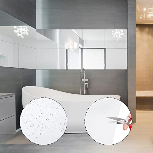 Fowecelt Acrylic Mirror Tiles Stick - 4pcs Mirror Full Length for Walls, Stick on Mirrors for Wardrobe Doors, Self Adhesive Mirror for Home Gym,