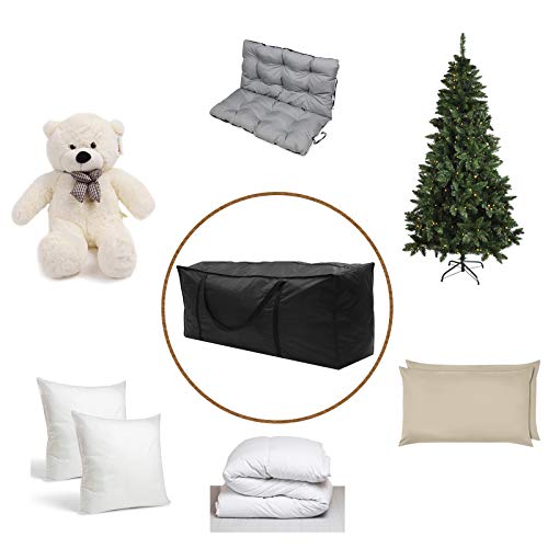 Flymer Garden Cushion Storage Bag Outdoor Storage Bag for Patio Cushions with Durable Handles Black (173 * 76 * 51cm)