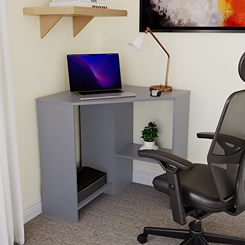 Vida Designs Hetton Corner Computer Desk with Shelves, Home Office PC/Laptop Table, Gaming Study Workstation, Furniture, Black