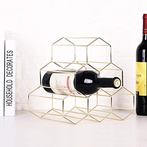 PIBM Iron Wire Wine Rack Hexagon Honeycomb Nest Shelf High Load Bearing Creative Storage Rack Decoration J119