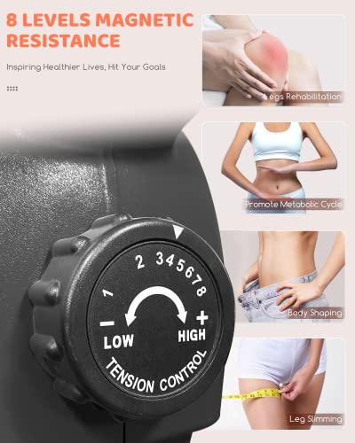 Niceday Mini Exercise Bike, Foot Pedal Exerciser, Under Desk Bike, Desk Pedal Bike, 8 Magnetic Levels Resistance, Quiet and Smooth, LCD Monitor,