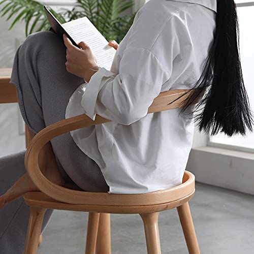 LXXSH Outdoor Garden Casual Office Dining Chairs Design Wooden Rattan Armrest Dining Chairs Comfortable Balcony Furniture (Color : 3-Pack, Size :