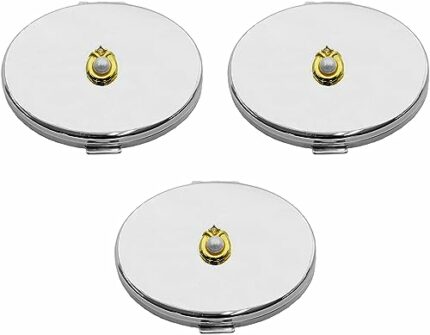 Stephanie Imports Set of 3 Double Sided Magnifying Compact Mirrors with Ornament (Oval Pearl)