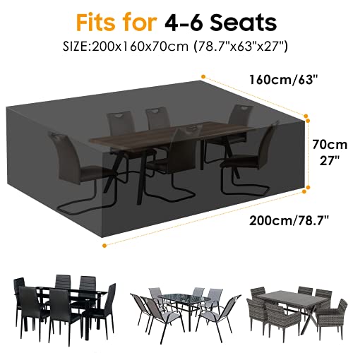 Essort Waterproof Furniture Cover, Patio Furniture Cover Polyester Outdoor Garden Furniture Protection for Tables and Garden Chairs, Black 200 ×