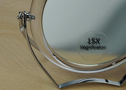 Fantasia Travel Standing Mirror Acrylic with Metal Handle Collapsible with 15x Magnification Diameter 10 cm Height 12 cm