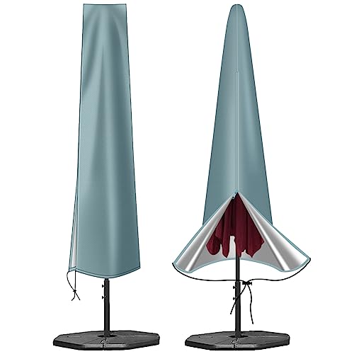 OKPOW Parasol Cover Waterproof - 600D Heavy Duty Garden Parasol Cover Fit for 2.5m 2.7m 3m Large Outdoor Umbrella - Anti-UV Windproof Patio Umbre