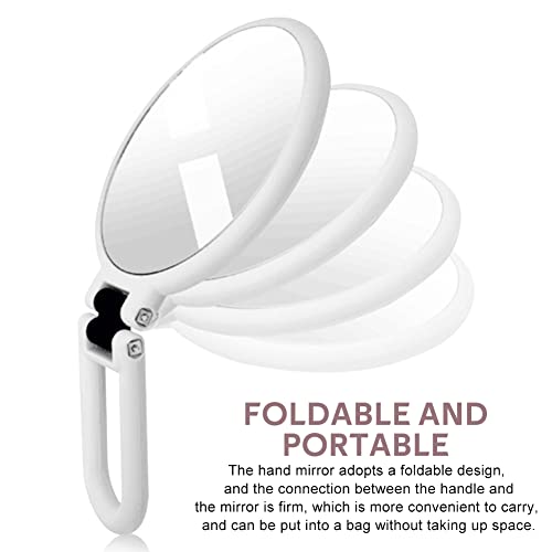 Magnifying Hand Held Mirror, 1x/10x Double Side Magnifying Makeup Mirror Folding Magnification Hand Mirror with Handle for Travel Table Desk Bath
