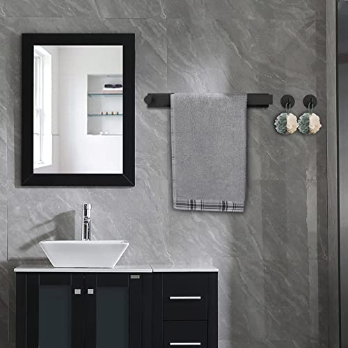 Self Adhesive Towel Rail Set, HOMGEN Popular 40cm Black Towel Rail 304 Stainless Steel No Drilling Towel Holders Towel Rack Kit Bathroom Towel Ra