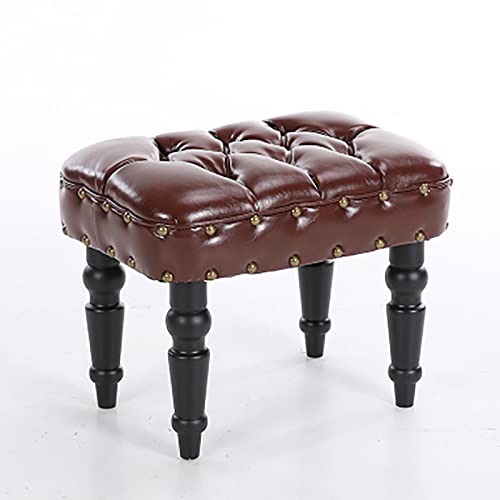 Leather Bench,Premium Buttons End of Bed Bench UPHOLSTERED Bench Seat,Solid Wood Frame,Rustic Bedroom Bench Entryway Bench Living Room Bench-Whit