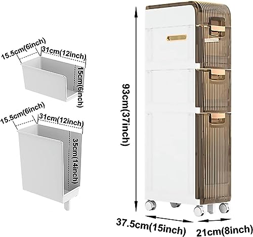Bathroom Storage Cabinet for Small Spaces, 3/4/5 Drawer Narrow Bathroom Floor Cabinet Strong Frame Home Storage Container Tower, Large Capacity S