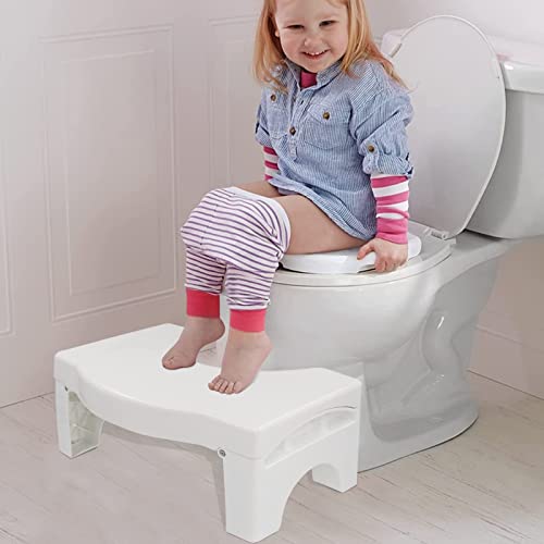 Newthinking Toilet Stool for Adults, 7 inch Plastic Non-Slip Bathroom Folding Toilet Stool for Anti Constipation Natural Comfortable Toilet Aids,