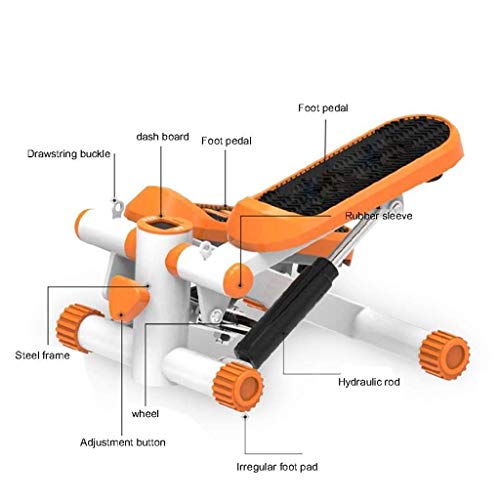 TWDYC Fitness Stair Stepper - Mini Stepper Fitness Cardio Exercise Trainer Twisting Action with Resistance Bands Green and Orange 37 * 27 * 17cm