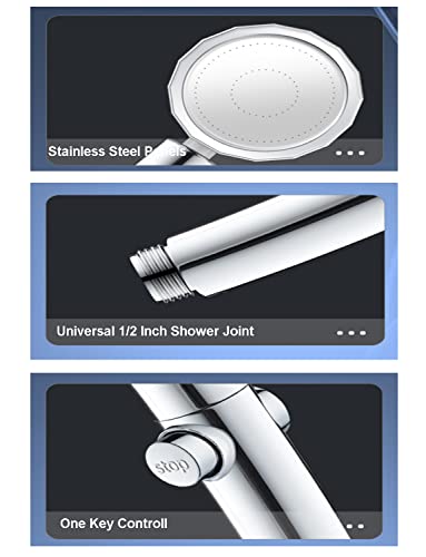 High Pressure Propeller Shower Head 360 ° Rotatable Shower Head Water-Saving Rainfall Shower Nozzle 2cm Universal Connector Bathroom Accessories,