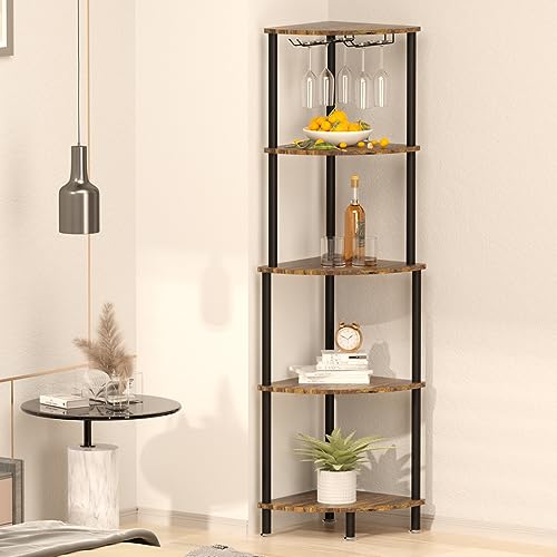 Kokorona Corner Wine Rack with Glass Holder