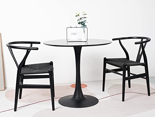 Tomile Dining Chair Y Chair Solid Wood Dining Chairs Rattan Armchair Natural (ash wood black)