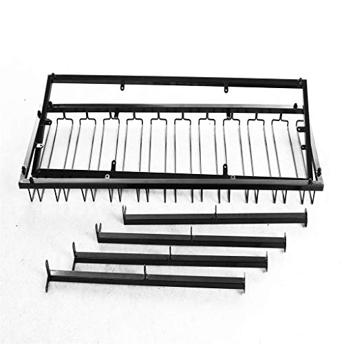 KEppd Industrial Wine Racks Wall Mounted with Glass Holder/2-Tiers Wall Mount Bottle Holder/Wine Bottle Holder/Rustic Metal Hanging Wine Holder