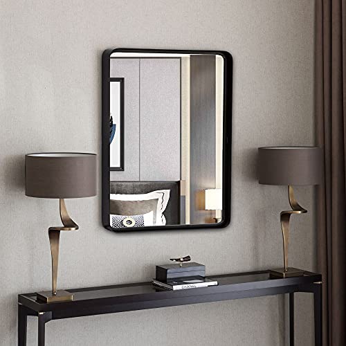 NOVA DECOR 41x51CM Bathroom Mirror for Wall, Rectangle Metal Mirror Black for Living Room, Bedroom & Entryway, Modern Style Mirror for Master Bat