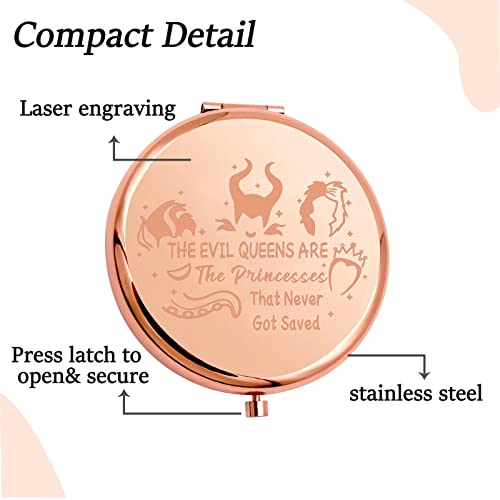 CENWA Villains Movie Pocket Mirror Evil Queen Fans Gifts The Evil Queens Are The Princesses That Never Got Saved Compact Mirror (Never Got Saved