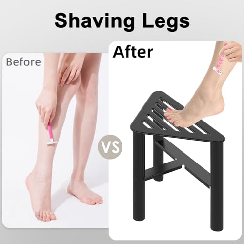 DOKU Metal Corner Shower Bench Stool, Waterproof Shower Stool for Inside Shower, Shower Foot Rest Bench, Bathroom Bench Seat Shower Stool for Sha