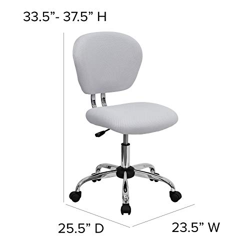 Flash Furniture Chair, Chrome, White, Mid-Back