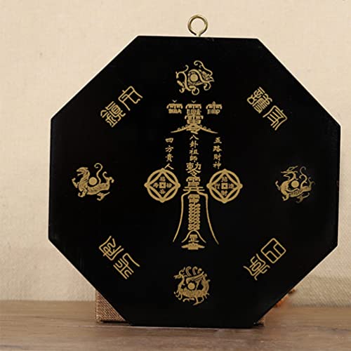STOBOK Chinese Bagua Mirror Feng Shui Wood Traditional Lucky Tai Ji Mirror Ornament Convex Concave Mirror for Taoist Home Decoration Business Cha