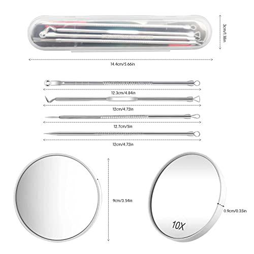 GZGXKJ 7 Pcs Magnifying Makeup Mirror with Suction Cups 5X 10X 15X Compact Travel Magnify Mirror with Black Head Remove Kit for Blackhead Blemish