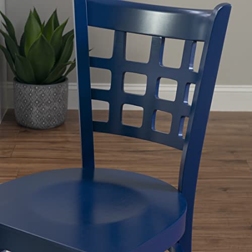 Linon Vanna Dining Side Chair, Solid Beechwood, Navy Blue