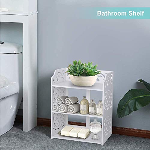 Shoe Rack White Floor Standing 3 Tiers Shoe Rack Bathroom Shelf Modern Carved Shoe Cabinet Storage Rack Organiser Shelf Unit for Entrance Hall Ba