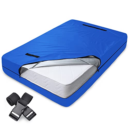 Mattress Bags for Moving Full Size, Waterproof Mattress Bag with Double Zippers & 4 Strong Handles, Reusable Mattress Storage Bag, Heavy Duty Enc