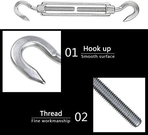 KAHEIGN M6 Awning Attachment Set, 28 Pcs Heavy Duty Sun Shade Sail Stainless Steel Hardware Kit for Triangle Square Rectangle Sun Shade Sail Inst