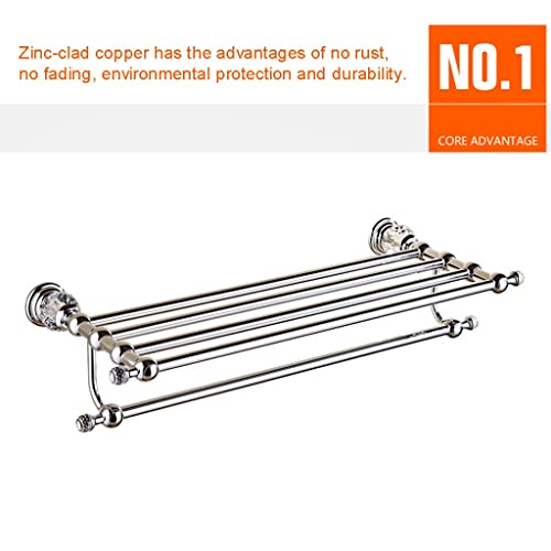 HIGOH Towel Racks, Bathroom Towel Rack Wall Mounted Towel Holder,European Style Towel Rack,Crystal Hardware Bath Towel Holder,Bathroom Solid Punc