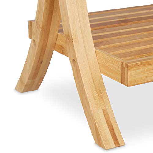 Free-Standing Bamboo Towel Holder, H x W x D 104 x 41 x 28.5 cm, 3 Rails and 1 Shelf, Clothes Stand, Natural Brown, White